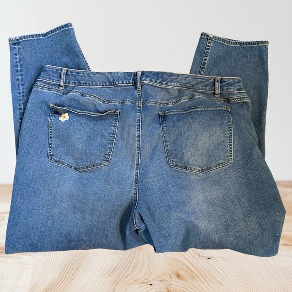 Talbots Slim Ankle Jeans Embroidered Floral Size 22 Womens Boho Hi Rise Coastal - Picture 4 of 10